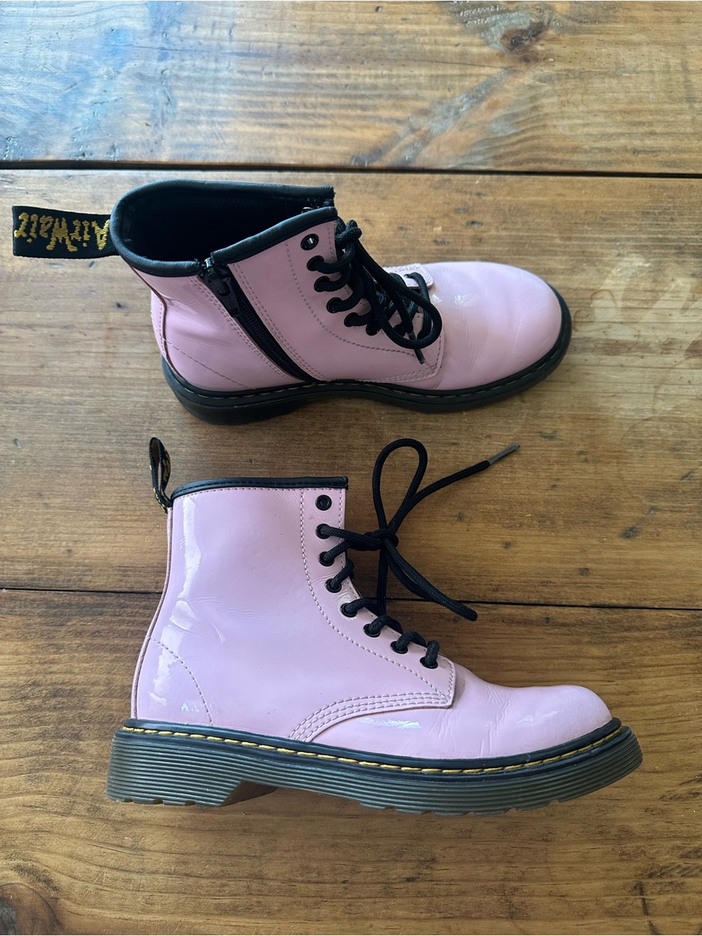 Dr. Martens Pink Patent 1460 J Combat Boots Size 2